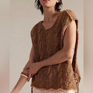 NWT Free People Arlo Brown Knit Sleeveless Top L
